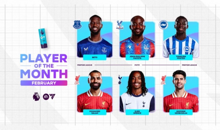  英超2月最佳候選：貝托、馬特塔、明特、薩拉赫、斯賓塞、索博