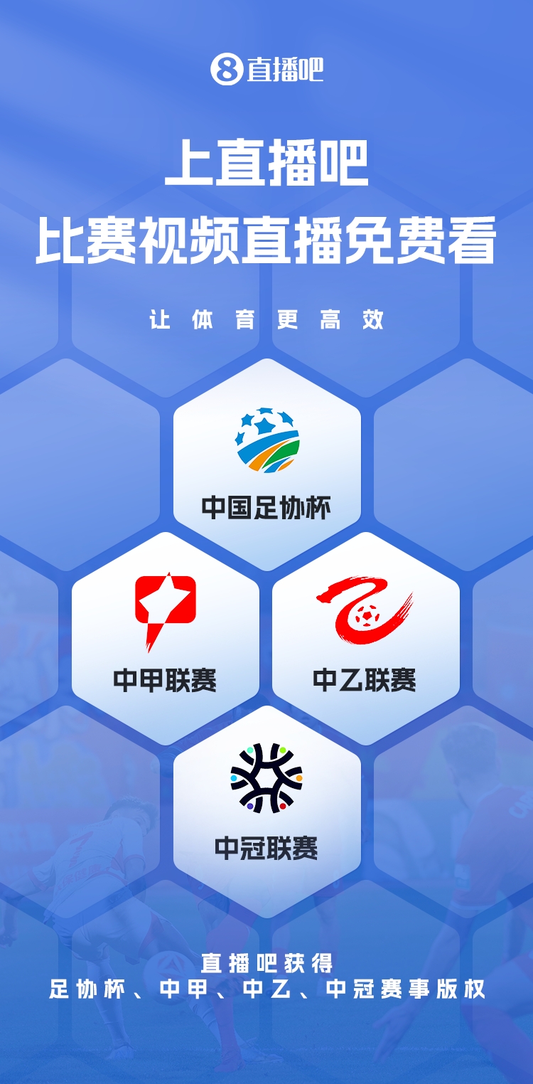  官宣！直播吧獲足協(xié)杯、中甲、中乙、中冠賽事版權，免費視頻直播